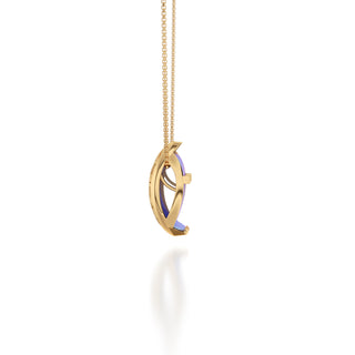 Gazebo Blue Hexagon Coral - Silk Pendant - Gold Vermeil
