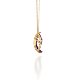 Orchid Purple Hexagon Coral - Silk Pendant - Gold Vermeil