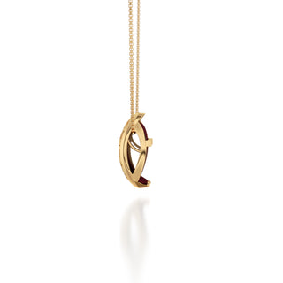 Majestic Ruby Hexagon Coral - Silk Pendant - Gold Vermeil