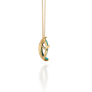 Shophouse Teal Hexagon Coral - Silk Pendant - Gold Vermeil
