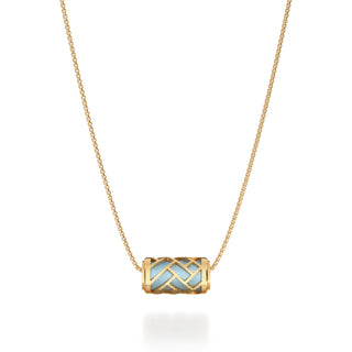 Gazebo Blue Huế - Silk Pendant - Gold Vermeil