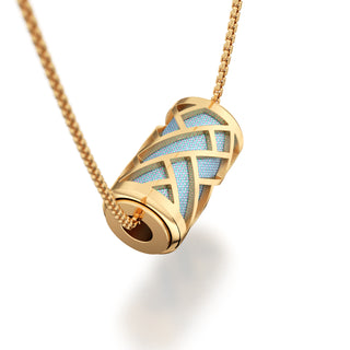 Gazebo Blue Huế - Silk Pendant - Gold Vermeil