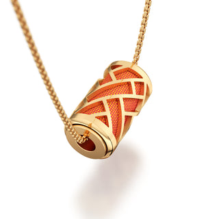 Sunset Orange  Huế - Silk Pendant - Gold Vermeil