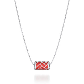 Firecracker Red Huế - Silk Pendant - Sterling Silver