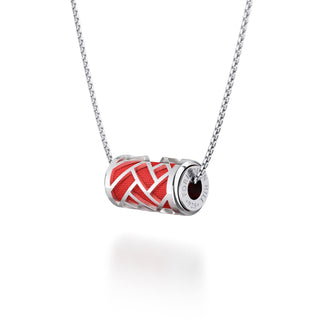 Firecracker Red Huế - Silk Pendant - Sterling Silver