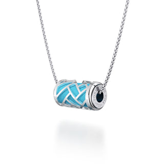 Turquoise Blue  Huế - Silk Pendant - Sterling Silver