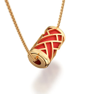 Firecracker Red Huế - Silk Pendant - Gold Vermeil