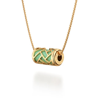Palm Tree Green Huế - Silk Pendant - Gold Vermeil