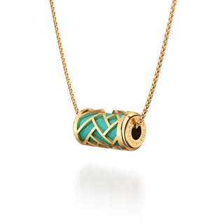 Shophouse Teal Huế - Silk Pendant - Gold Vermeil