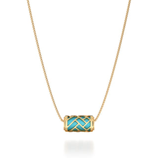 Turquoise Blue  Huế - Silk Pendant - Gold Vermeil