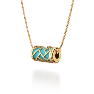 Turquoise Blue  Huế - Silk Pendant - Gold Vermeil