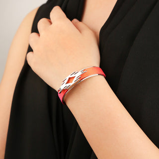 Ikat Silk Cuff - Sunset Orange
