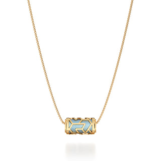 Gazebo Blue Iskandar- Silk Pendant - Gold Vermeil