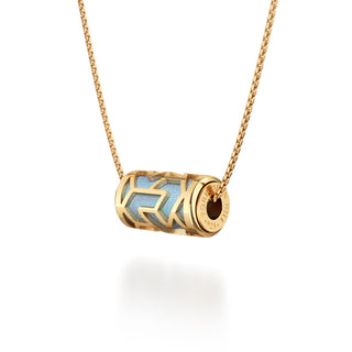 Gazebo Blue Iskandar- Silk Pendant - Gold Vermeil
