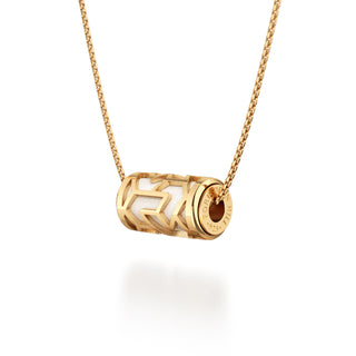 Lychee White Iskandar- Silk Pendant - Gold Vermeil