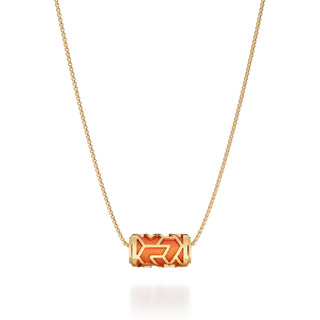 Sunset Orange Iskandar- Silk Pendant - Gold Vermeil