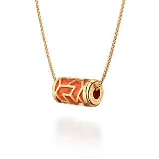 Sunset Orange Iskandar- Silk Pendant - Gold Vermeil