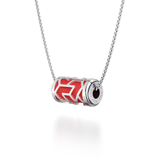 Firecracker Red Iskandar- Silk Pendant - Sterling Silver