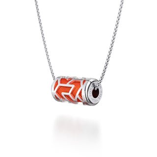 Lava Orange Iskandar- Silk Pendant - Sterling Silver