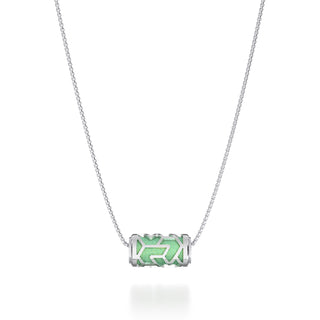 Palm Tree Green Iskandar- Silk Pendant - Sterling Silver