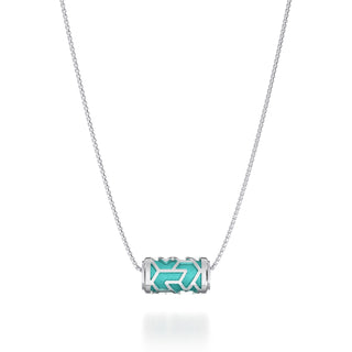 Shophouse Teal Iskandar- Silk Pendant - Sterling Silver