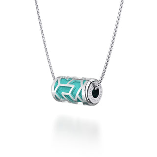 Shophouse Teal Iskandar- Silk Pendant - Sterling Silver