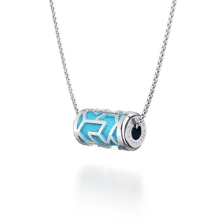 Turquoise Blue Iskandar- Silk Pendant - Sterling Silver