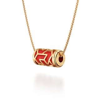 Firecracker Red Iskandar- Silk Pendant - Gold Vermeil