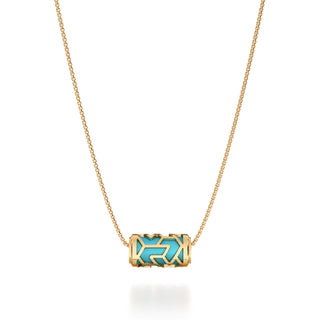 Turquoise Blue Iskandar- Silk Pendant - Gold Vermeil