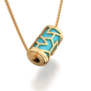 Turquoise Blue Iskandar- Silk Pendant - Gold Vermeil