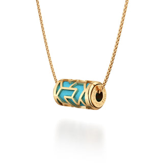 Turquoise Blue Iskandar- Silk Pendant - Gold Vermeil