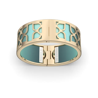 Teal Glow Lotus - Wide Bangle