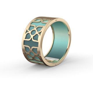 Teal Glow Lotus - Wide Bangle