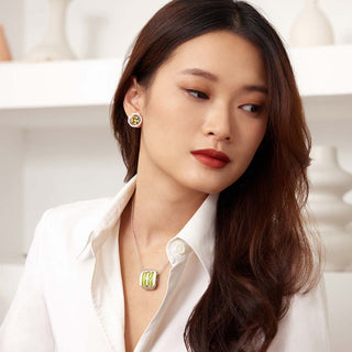 Pomelo Green Kawung - Silk Pendant - Sterling Silver