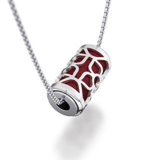 Majestic Ruby Lotus - Silk Pendant - Sterling Silver