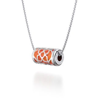 Sunset Orange  Lotus - Silk Pendant - Sterling Silver