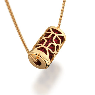 Majestic Ruby Lotus - Silk Pendant - Gold Vermeil