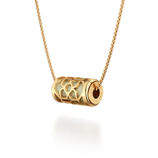 Shophouse Olive Lotus - Silk Pendant - Gold Vermeil