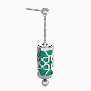 Python Green Lotus - Silk Earrings - Sterling Silver