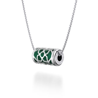 Emerald Green Lotus - Silk Pendant - Sterling Silver