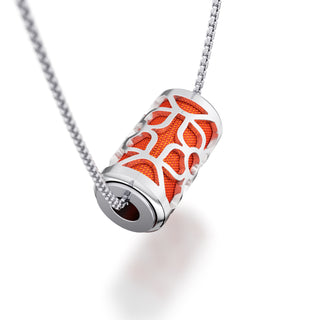 Lava Orange Lotus - Silk Pendant - Sterling Silver