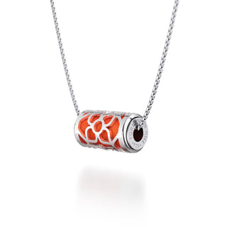 Lava Orange Lotus - Silk Pendant - Sterling Silver