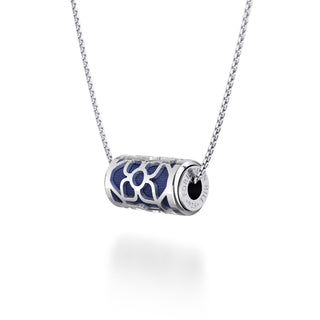 Midnight Blue Lotus - Silk Pendant - Sterling Silver