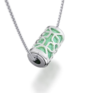 Palm Tree Green Lotus - Silk Pendant - Sterling Silver
