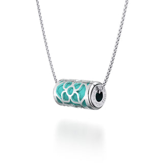 Shophouse Teal Lotus - Silk Pendant - Sterling Silver