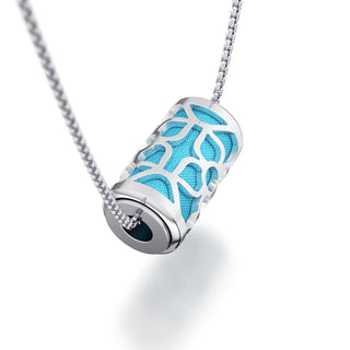Turquoise Blue  Lotus - Silk Pendant - Sterling Silver