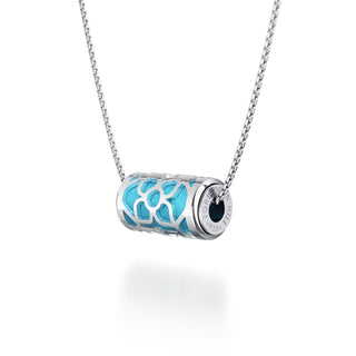 Turquoise Blue  Lotus - Silk Pendant - Sterling Silver