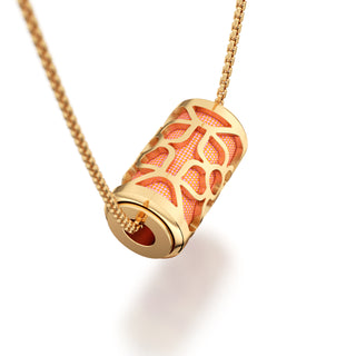 Crossandra Orange Lotus - Silk Pendant - Gold Vermeil