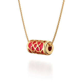 Dragonfruit Pink Lotus - Silk Pendant - Gold Vermeil
