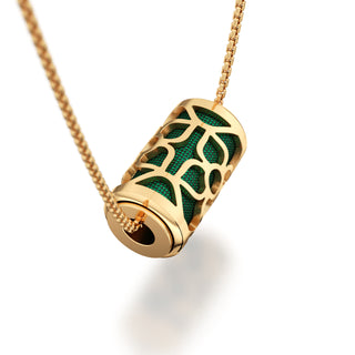 Emerald Green Lotus - Silk Pendant - Gold Vermeil